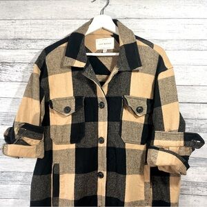 Lucky Brand Plaid Oversized Button-Up Jacket Shacket